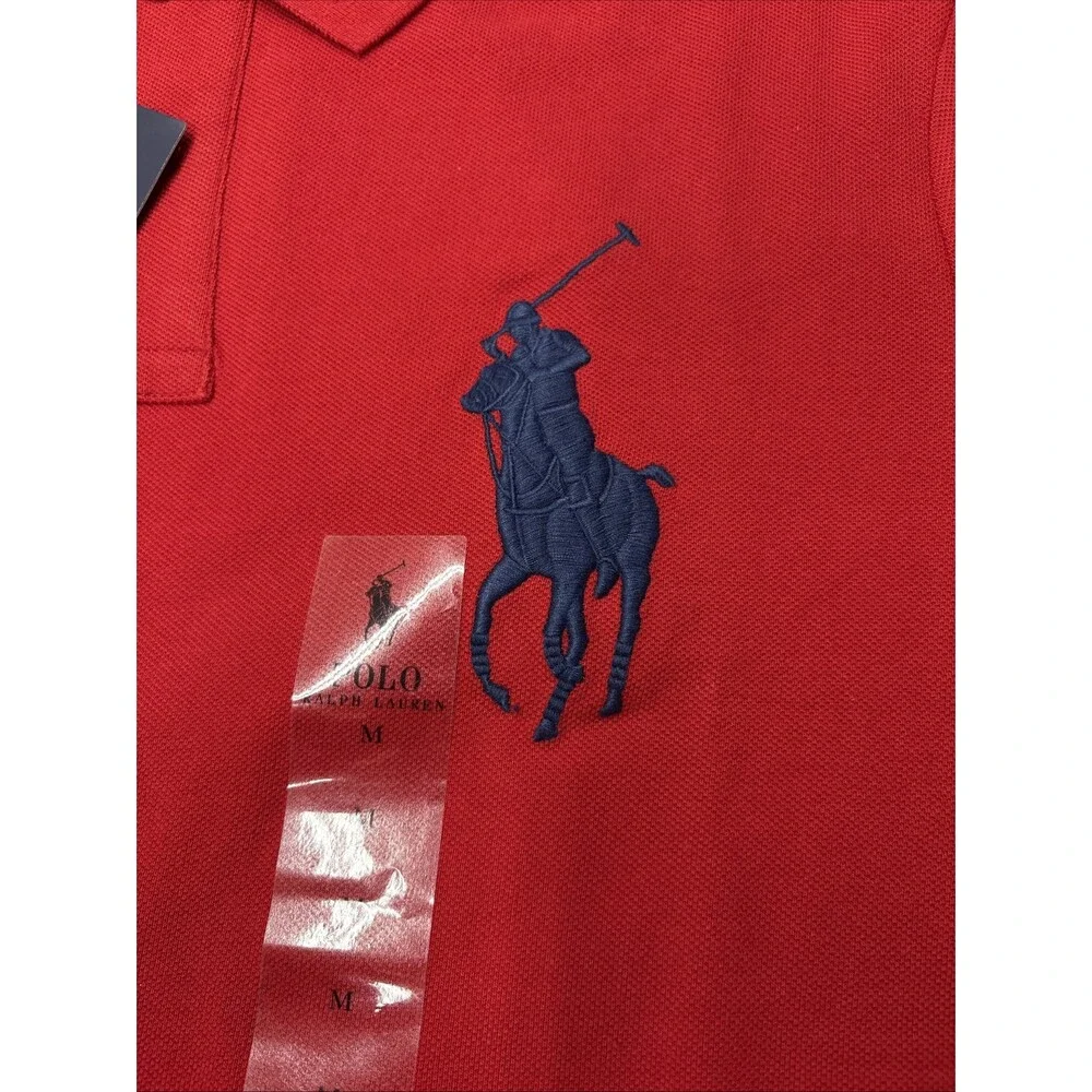 POLO RALPH LAUREN Men's Big Pony Classic Fit Mesh Polo Shirt Red Size M NWT